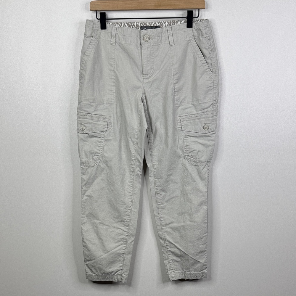 Eddie Bauer Women's Tan Cargo Pants 10P Petite Straight Leg Cotton Utility Hikin